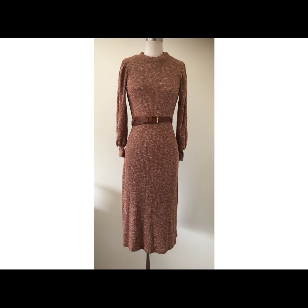 LUSH cozy and soft rust brown pink sweater dress